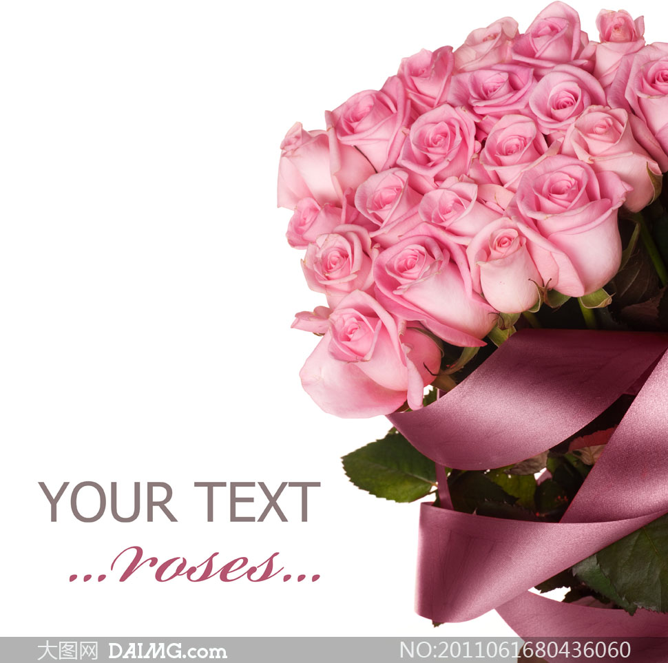 粉色玫瑰花束高清摄影图片