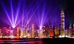 香港夜景灯光摄影图片