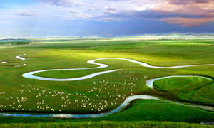 蒙古草原全景摄影图片