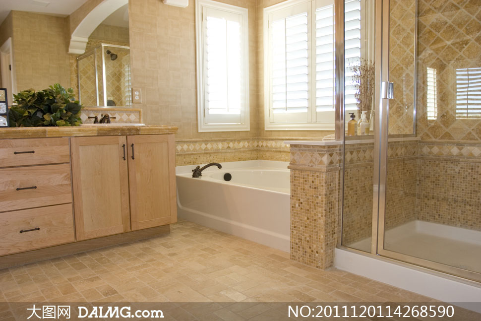 浴室淋浴间室内装修效果高清摄影图片 - 大图网