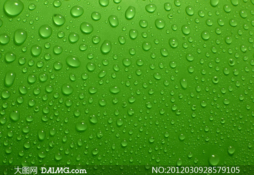 绿色背景上的水珠高清摄影图片- 大图网设计素