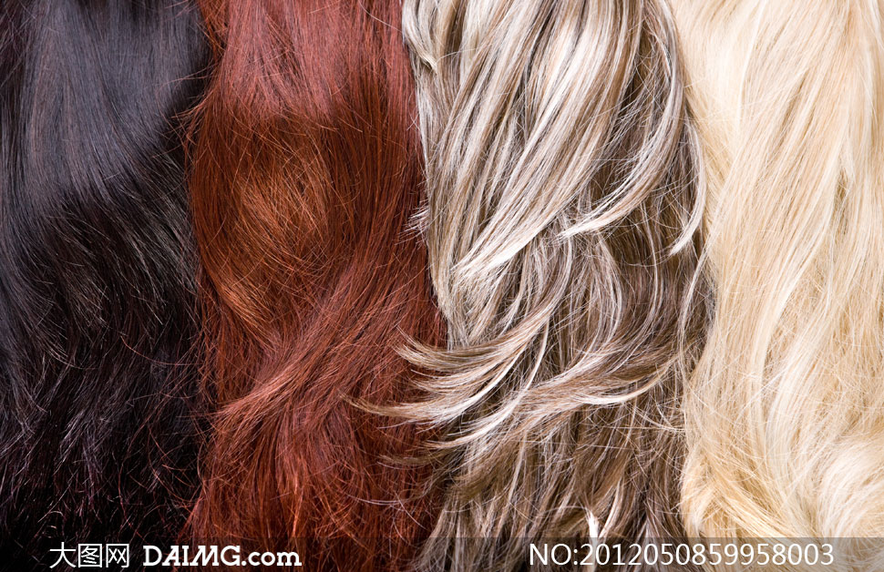 四种颜色的头发高清摄影图片
