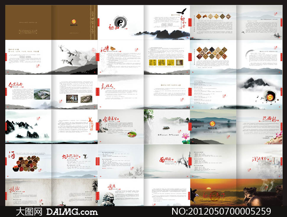 中国风中医养生画册设计矢量素材 - 大图网设计