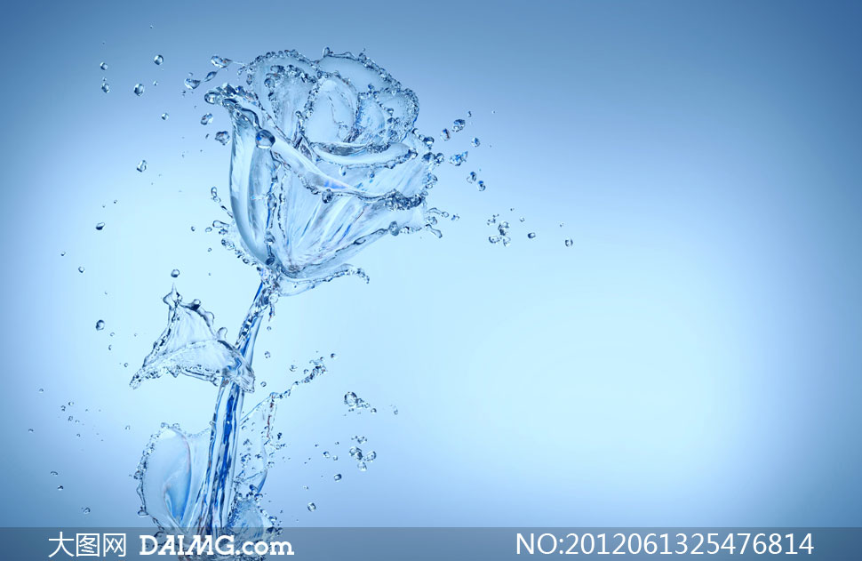 液体水组成玫瑰花朵创意高清图片