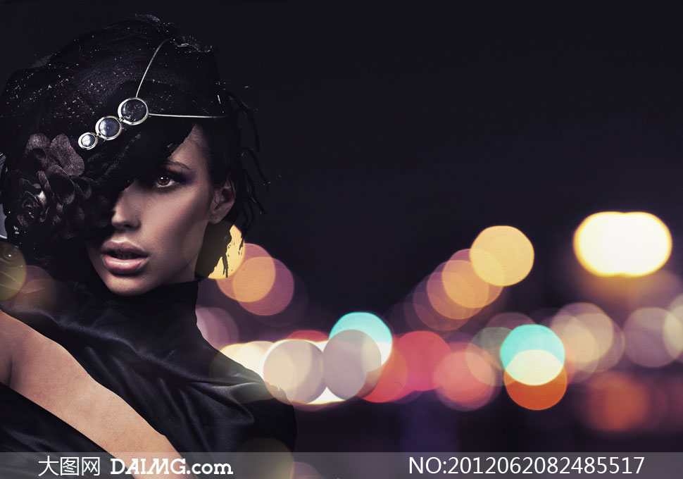 黑色装扮的外国美女摄影高清图片 - 大图网设计