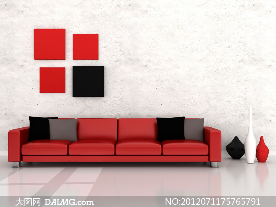红黑风格室内装饰家具高清图片- 大图网设计素