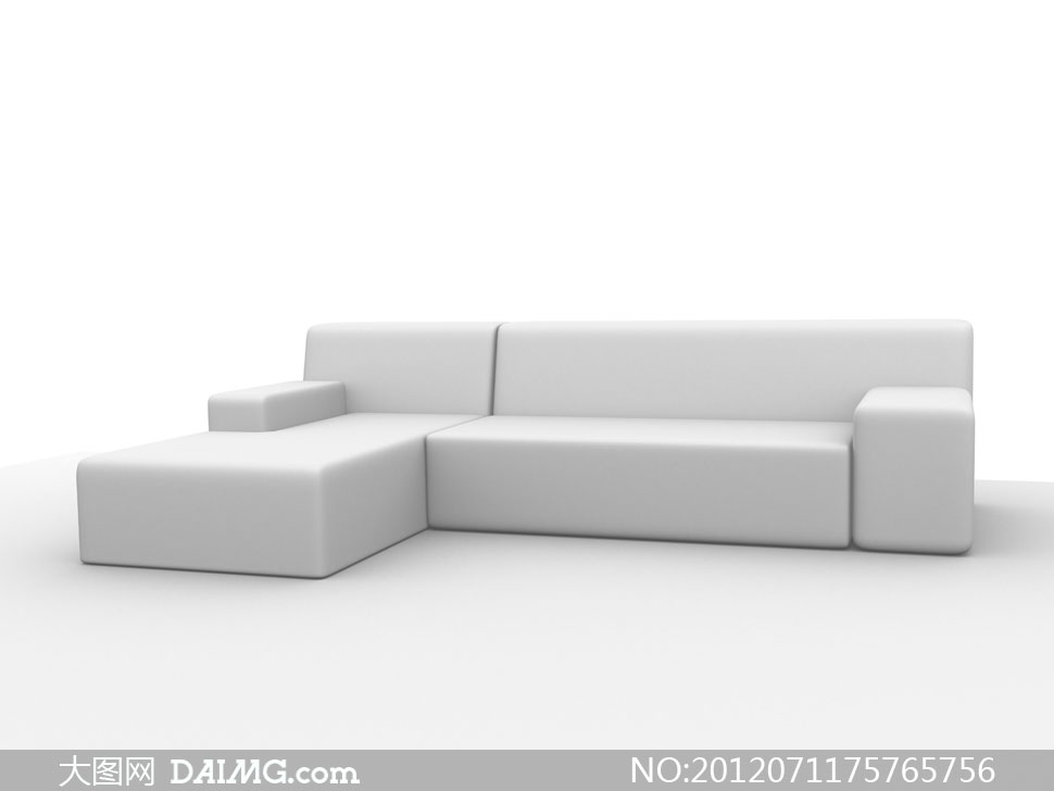 白色l形组合沙发效果图高清图片 - 大图网设计素