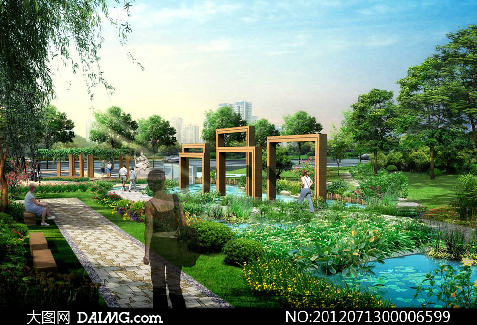 公园绿化景观设计PSD分层素材 - 大图网设计素材下载