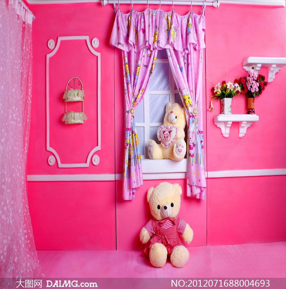 粉红色儿童房间影楼摄影背景图片 - 大图网设计素材下载