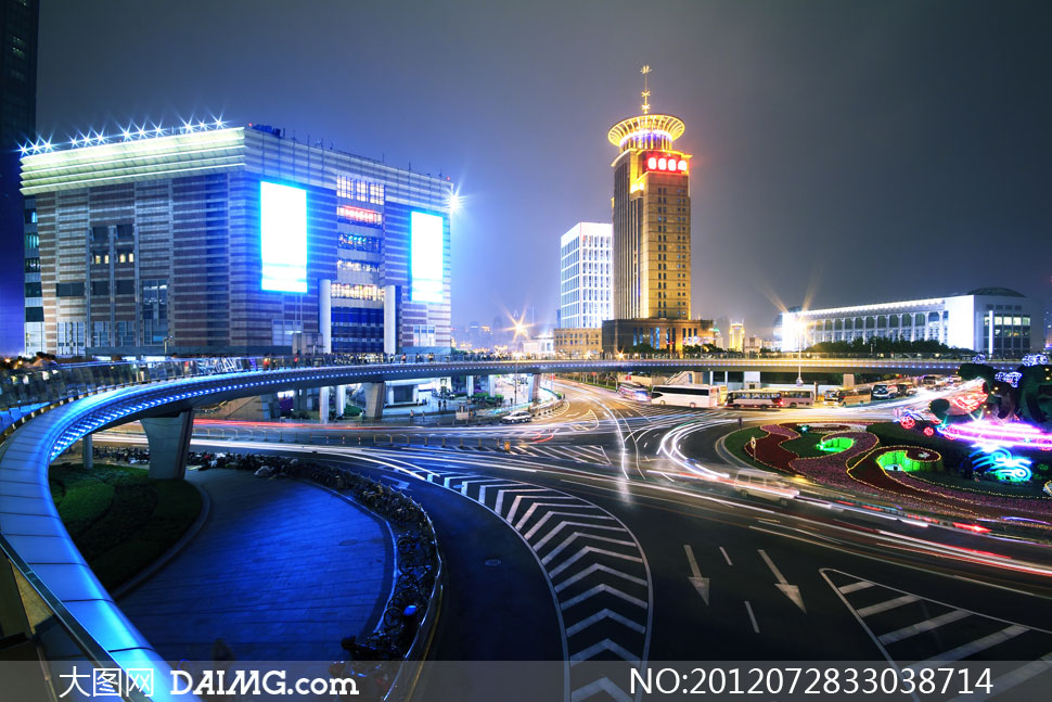 城市立交桥繁华夜景摄影高清图片