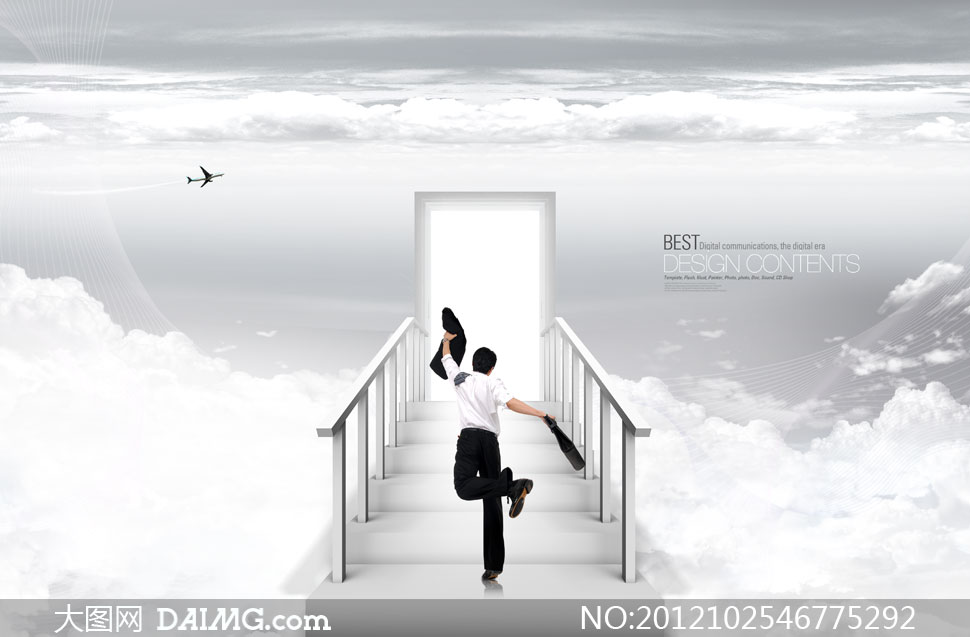 奔向光明之门的员工PSD分层素材 - 大图网设计