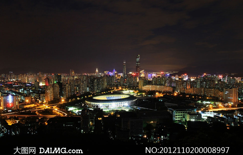 深圳体育中心夜景摄影图片 - 大图网设计素材下