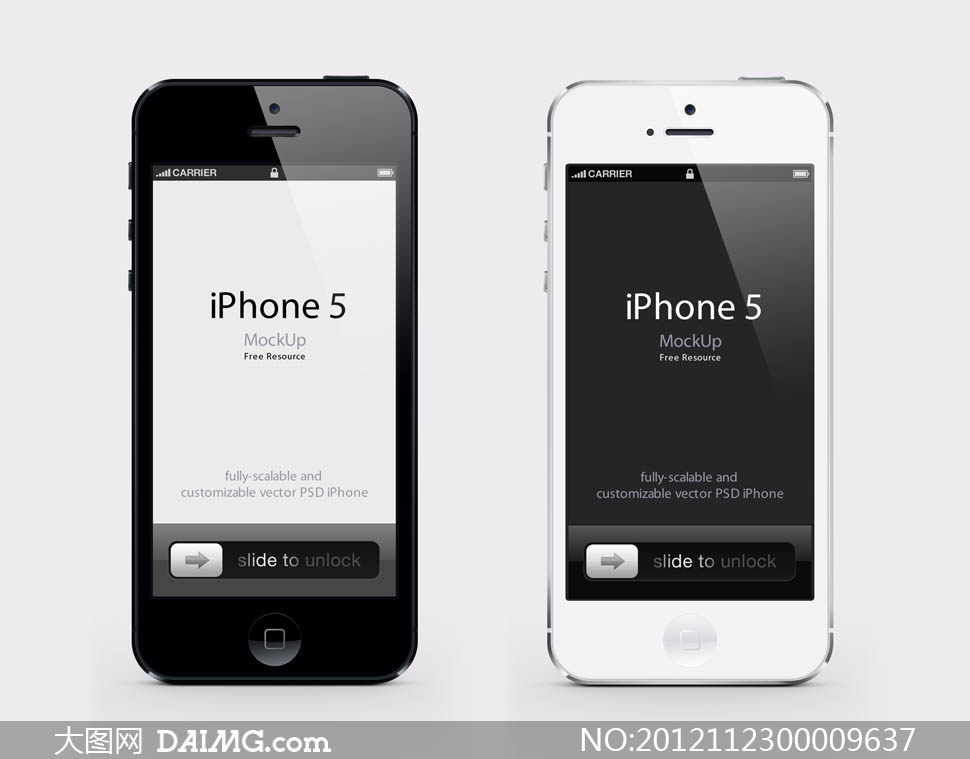 黑色和白色iphone5手机ui设计psd素材