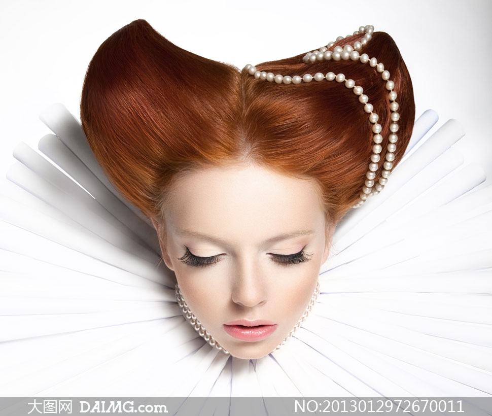 珍珠项链创意发型美女摄影高清图片 - 大图网设