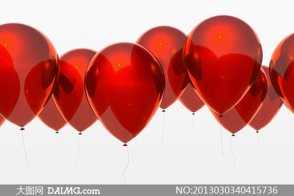 多个飘着的红色氢气球摄影高清图片