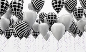 黑白图案装饰的氢气球创意高清图片