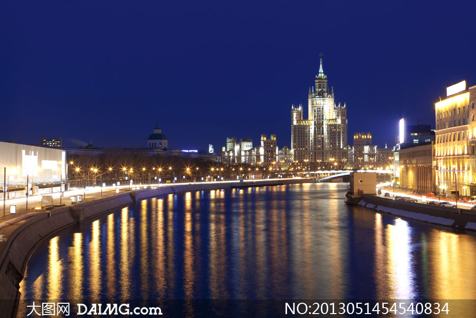 俄罗斯莫斯科城市夜景摄影高清图片 - 大图网设