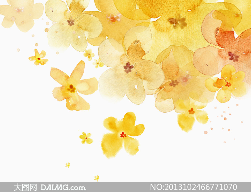 黄色花手绘水彩画设计psd分层素材 大图网图片素材