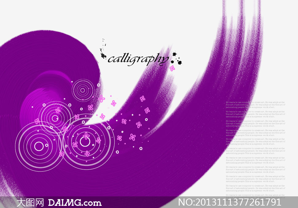 紫颜色墨迹与花朵圆圈PSD分层素材 - 大图网设