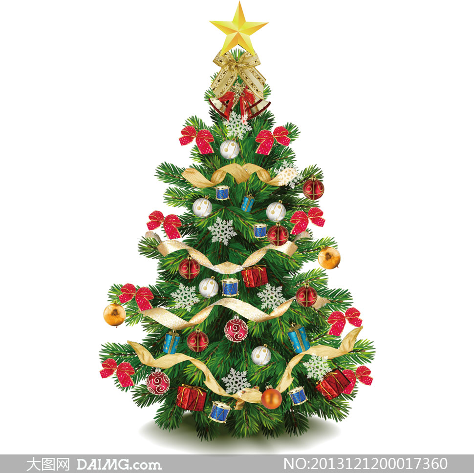 圣诞树和装饰礼品PSD分层素材
