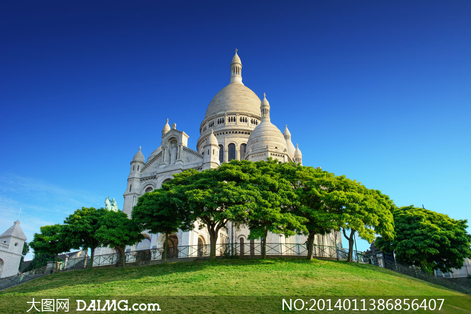 法国巴黎蒙马特圣心堂摄影高清图片 - 大图网设