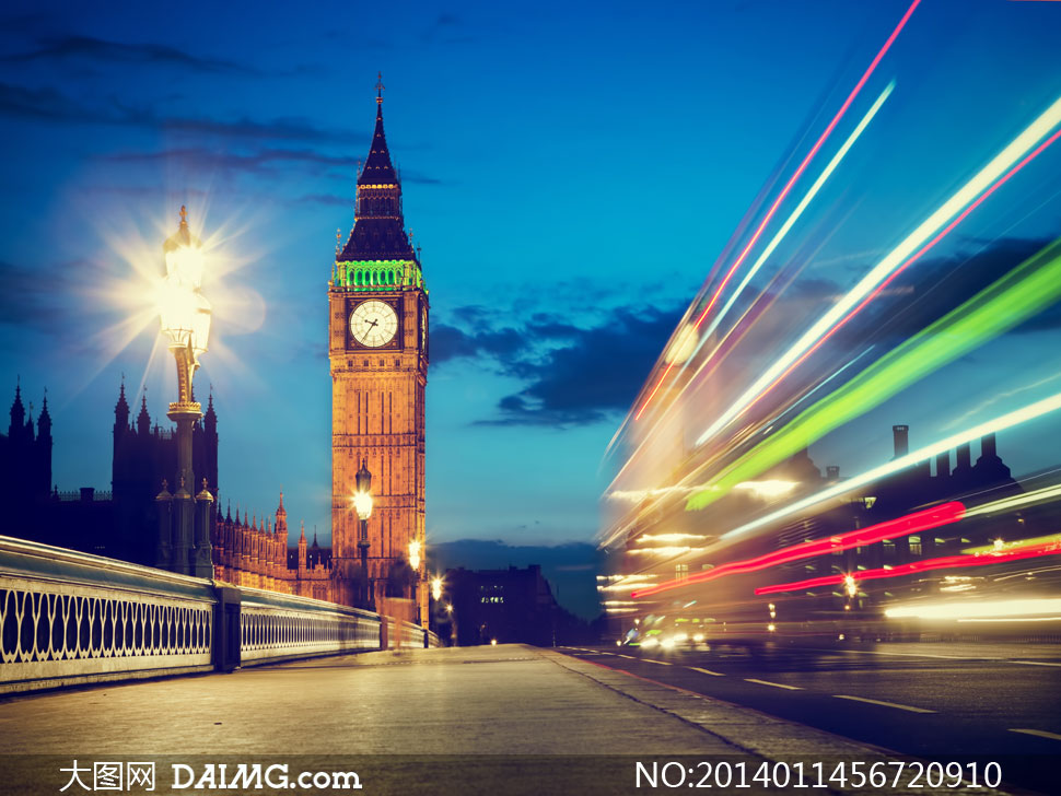 伦敦大本钟与绚丽光效摄影高清图片 - 大图网设