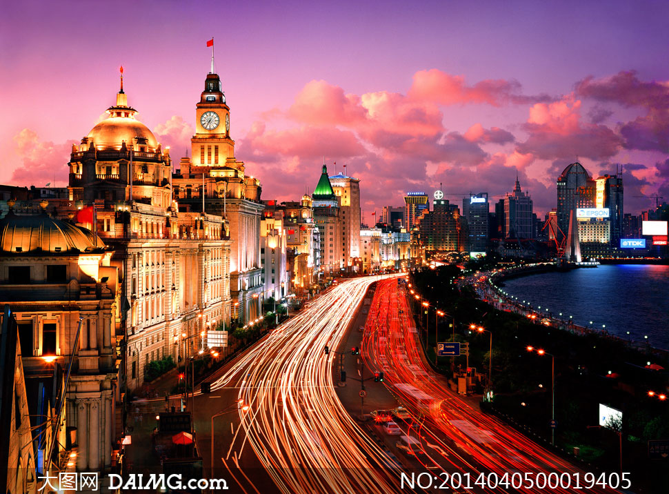 上海外滩城市夜景摄影图片素材 - 大图网设计素
