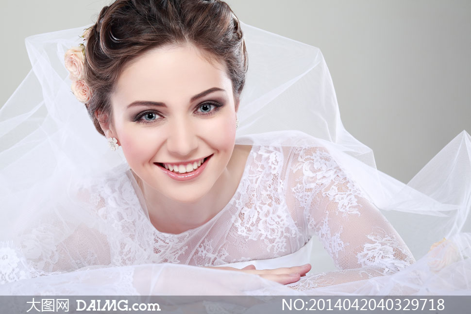 白色婚纱装扮新娘人物摄影高清图片 - 大图网设