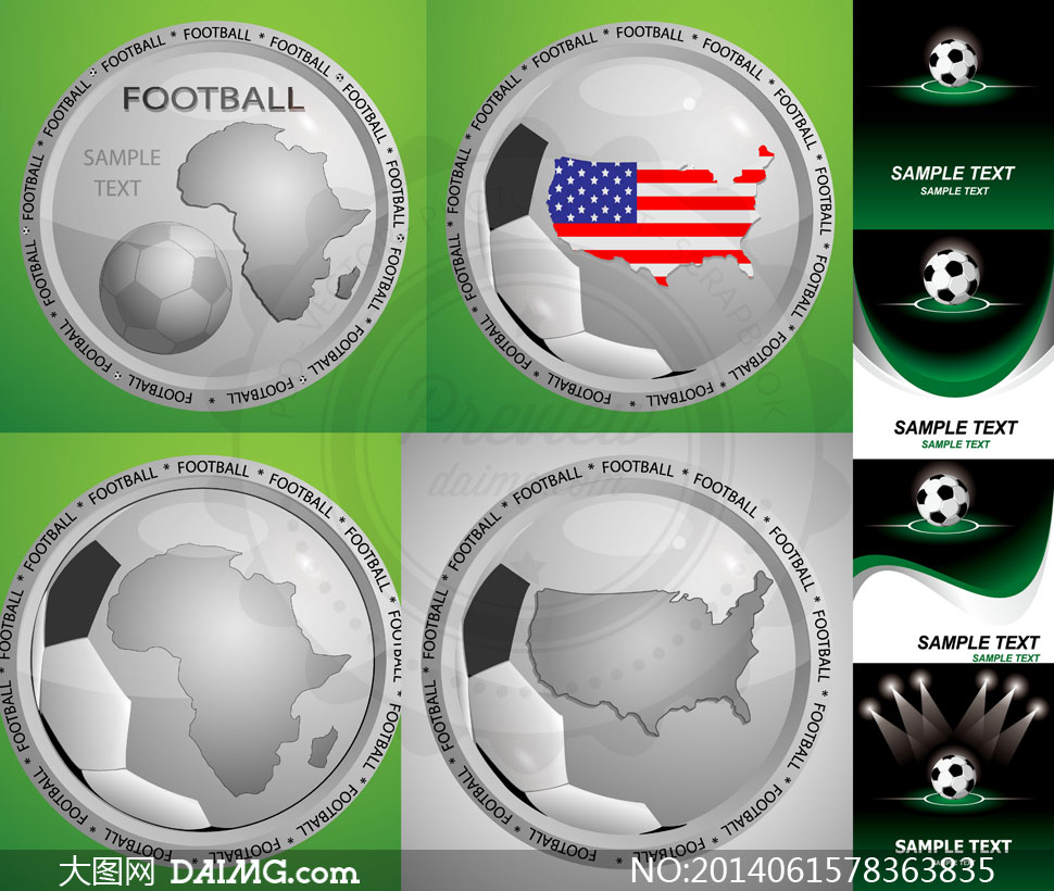 银色圆形徽章与足球等设计矢量素材 - 大图网设
