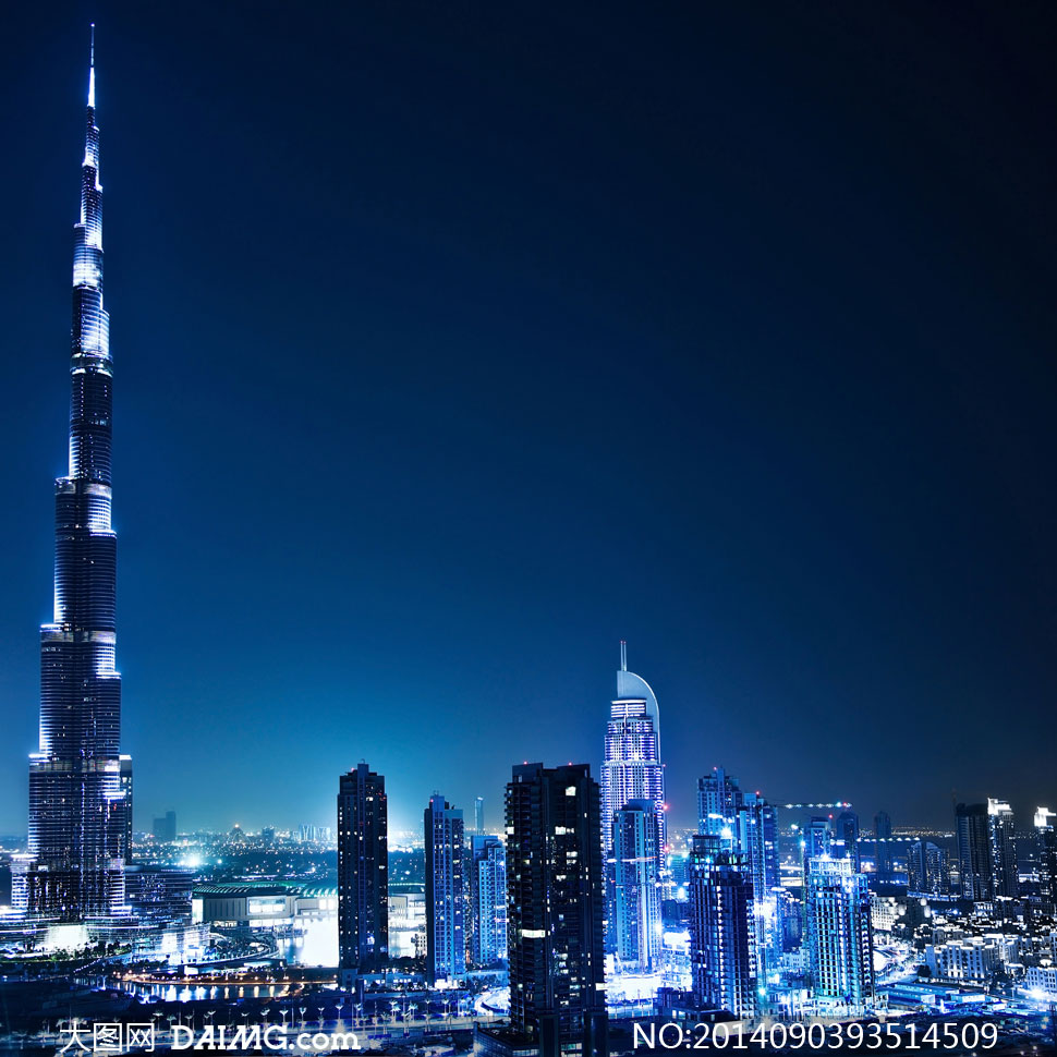 迪拜哈利法塔与周边建筑群高清图片 - 大图网设