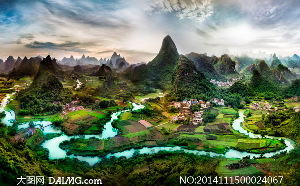 广西桂林山水风光全景摄影图片 - 大图网设计素