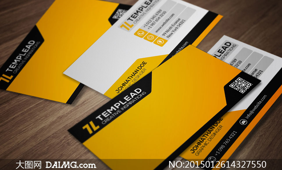 黄颜色的名片创意设计PSD源文件