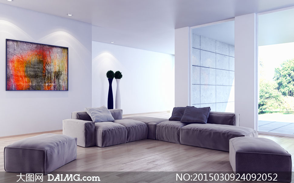 沙发与挂在墙上的装饰画等高清图片 - 大图网设