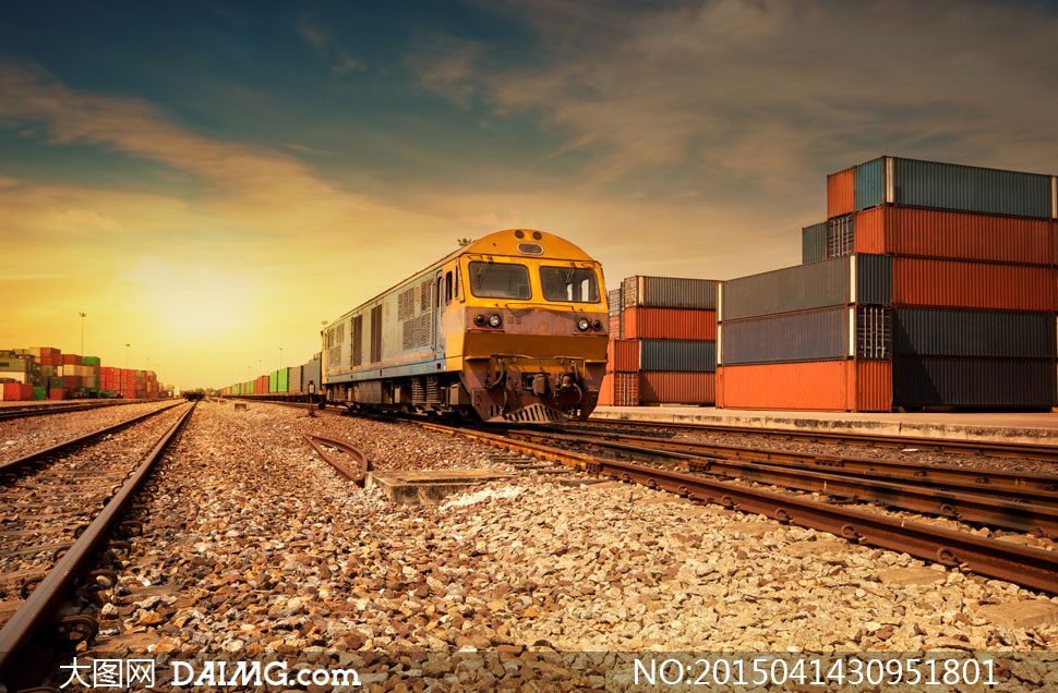 集装箱与铁路物流运输摄影高清图片 - 大图网设