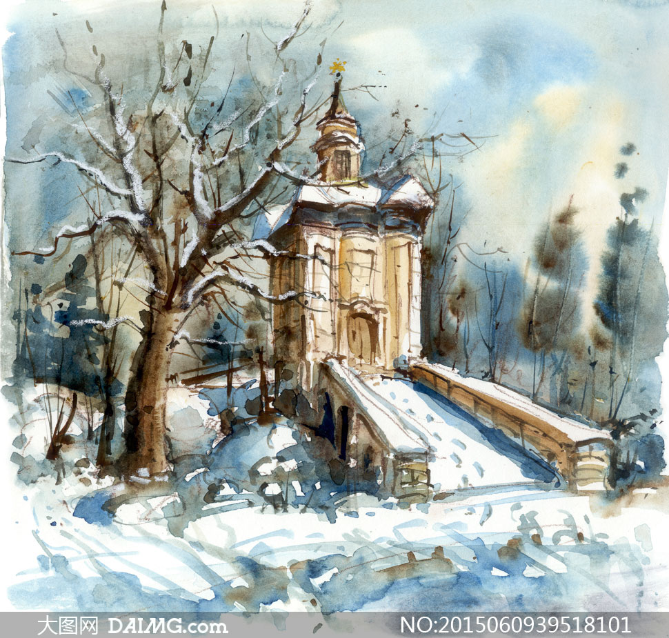 冬天雪后的城堡风光等绘画高清图片 - 大图网设