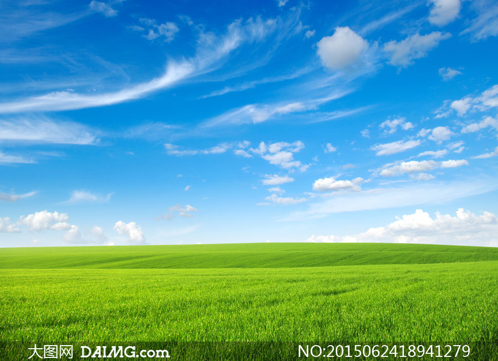 蓝天云朵草地自然风光摄影高清图片 - 大图网设