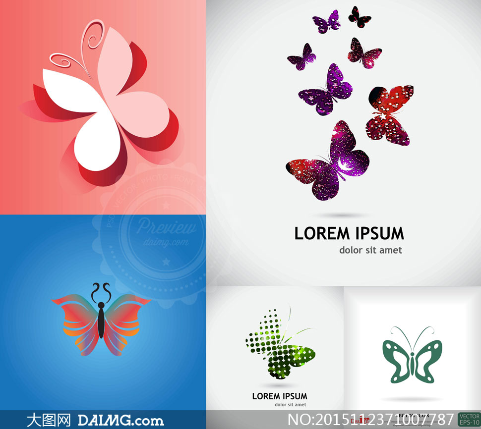 蝴蝶图案主题logo标志矢量素材v1_大图网图片素材