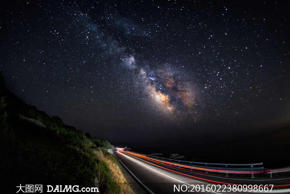 星星夜空与快速路风景摄影高清图片 - 大图网设