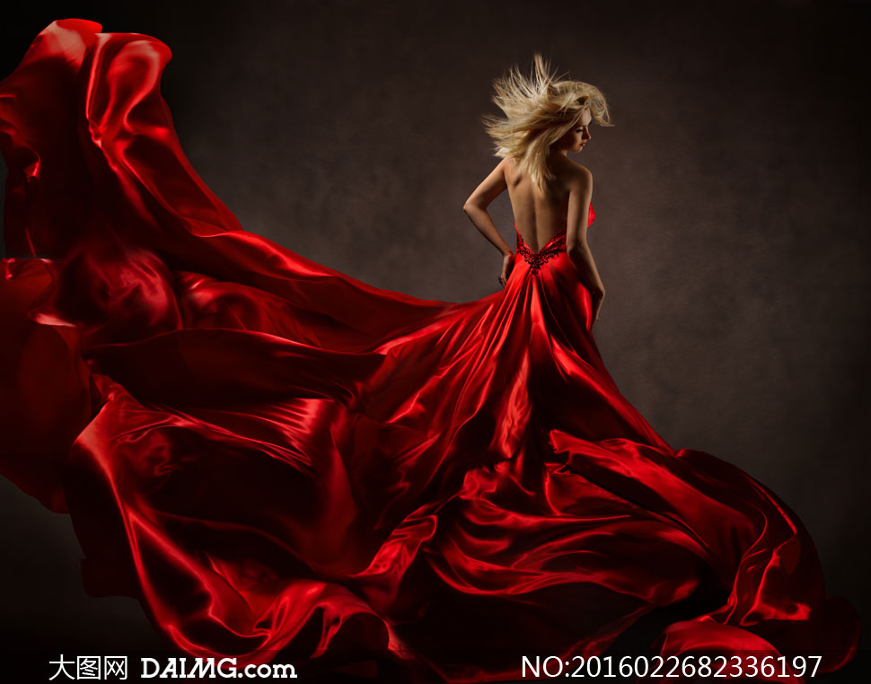 超长拖尾红裙美女人物摄影高清图片 - 大图网设