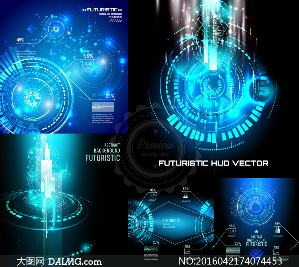 蓝色未来科幻风背景主题矢量素材v5