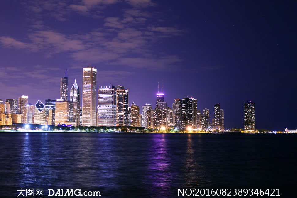 繁华大都市芝加哥夜景摄影高清图片 - 大图网设