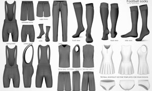 牛仔裤与运动服饰效果设计矢量素材