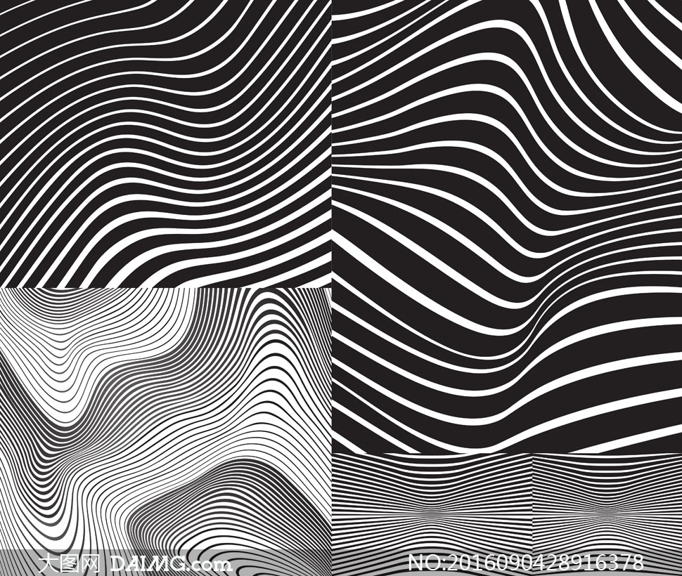 黑白几何线条平面构成设计矢量素材