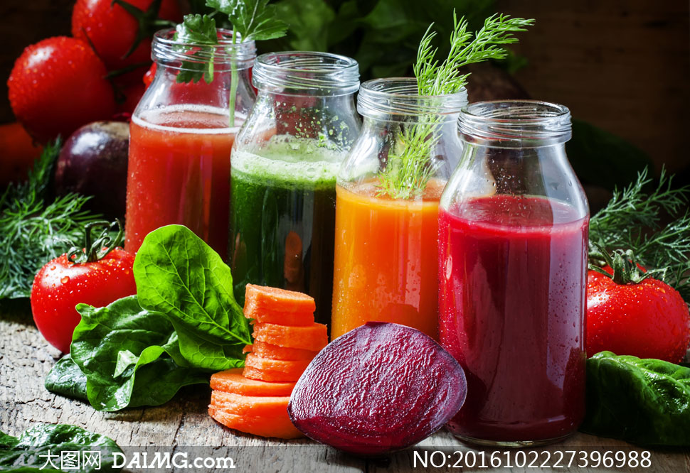 四种颜色的蔬果汁特写摄影高清图片 - 大图网设计素材下载