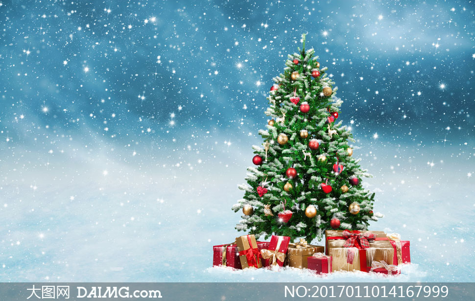 星光雪花中的圣诞树等摄影高清图片 - 大图网设计素材