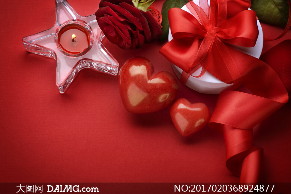 丝带礼物盒与玫瑰花朵摄影高清图片 - 大图网设