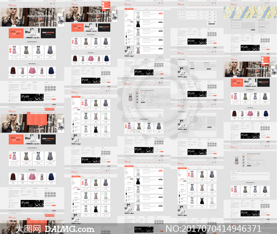服饰电商购物网站页面设计分层模板 - 大图网设