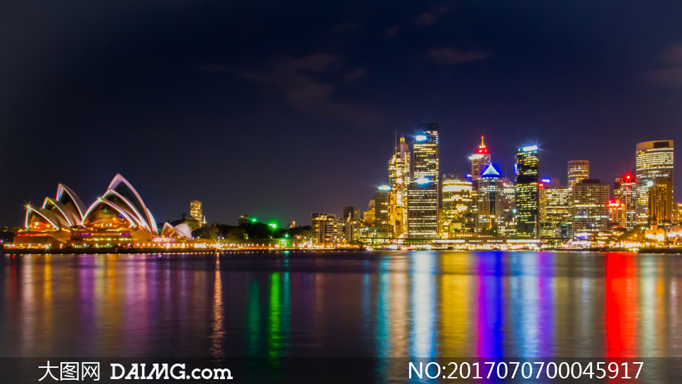 澳大利亚海岸城市美丽夜景摄影图片