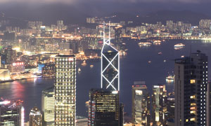 夜晚香港城市鸟瞰风光摄影高清图片