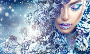 寒冷季节彩妆美女人物摄影高清图片